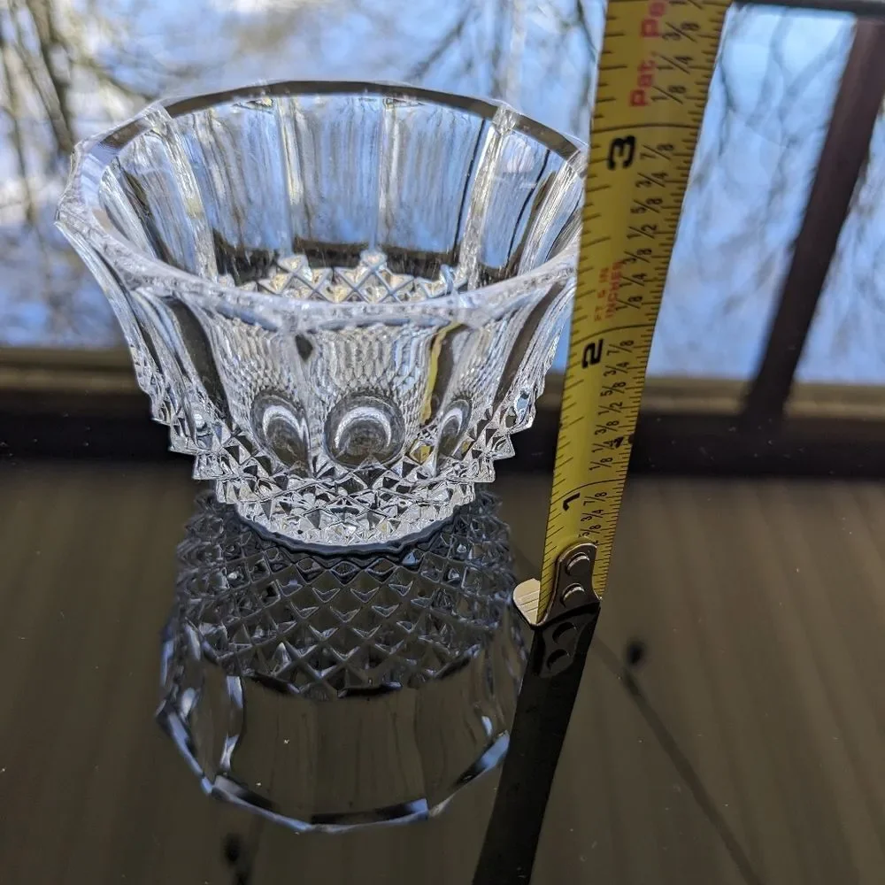 Cut Lead Crystal Sugar Creamer Tray Set Germany Hobnail Exquisite Detail MCM